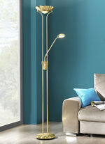 LED-Stehleuchte mit Lesearm MESSING