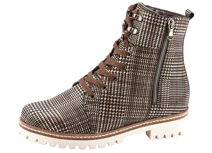 Waldl&auml;ufer Schn&uuml;r-Stiefelette mit zartem Metallic-Schimmer BRAUN