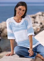 Pulli aus reiner Baumwolle BLEU-WEISS