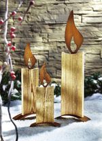 Deko-Objekt Kerze aus Fichtenholz und Stahlblech 