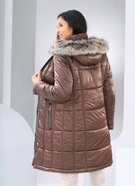 Kurzmantel mit abnehmbarem Kunstpelz-Besatz 