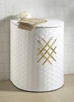 W&auml;schekorb aus Groundwood mit Goldglitter-Applikation 