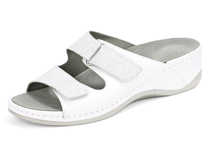 Mubb Pantolette mit Leder-Memory-Fußbett WEISS