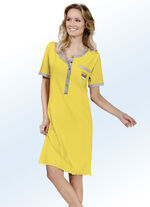 Zweierpack Nachthemden, Kurzarm mit Knopfleiste GELB/GRAU