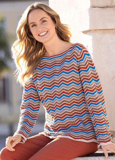 Pullover in Zacken-Ringeldessin 