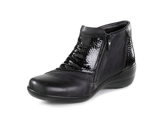 ELENA EDEN Bootie aus teilweise reptilgeprägtem Nappaleder SCHWARZ
