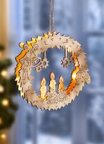 Beleuchtetes Fensterbild aus Holz 