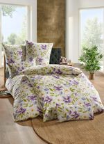 Fein-Renforc&eacute; Bettw&auml;sche aus 100% Baumwolle CREME-FLIEDER