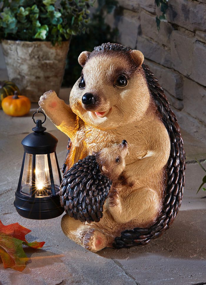 Wetterfester Igel mit Laterne 