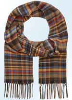 Ansprechender karierter Schal DUNKELBRAUN-MESSING-TERRAKOTTA-BLAU