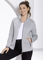 Strickfleece-Kurzjacke von „LPO“ GRAU MELIERT