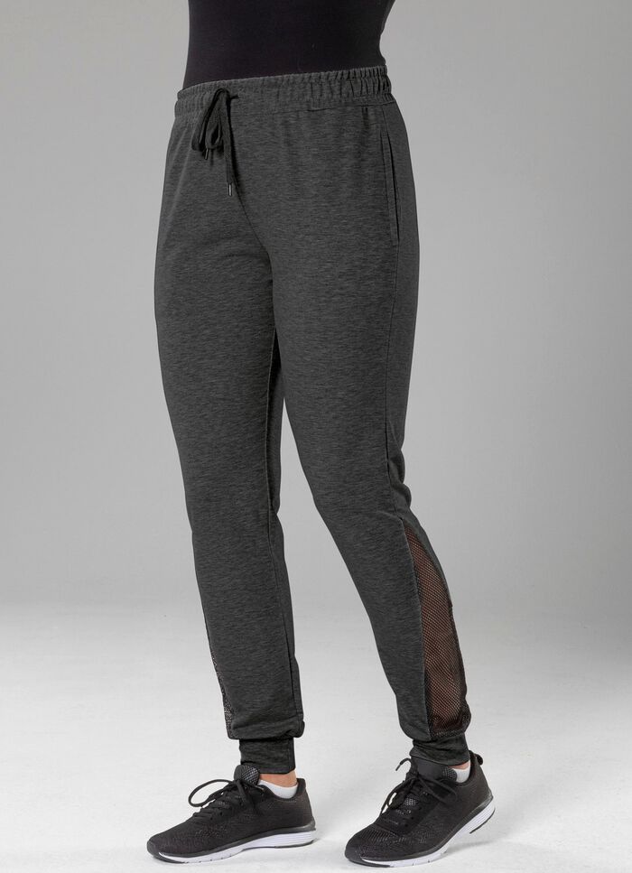 Freizeithose mit Netzeinsatz in 4 Farben DUNKELGRAU MELIERT