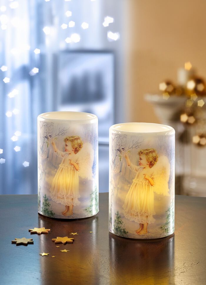 LED-Echtwachskerzen, 2er-Set 