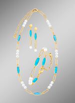 Schmuckset, 3-teilig, aus Messing mit Kristallsteinen 