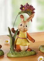 Hasen mit frühlingshafte Blumen aus Feinsteingut BUNT