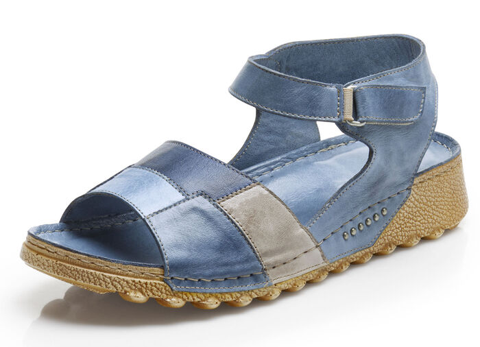 Gemini Sandale aus schattiertem Rind-Nappaleder JEANS-KIESEL