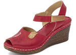 Gemini Sandalette aus schattiertem Rind-Nappaleder ROT-COGNAC