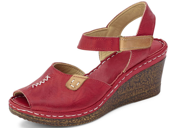 Gemini Sandalette aus schattiertem Rind-Nappaleder ROT-COGNAC