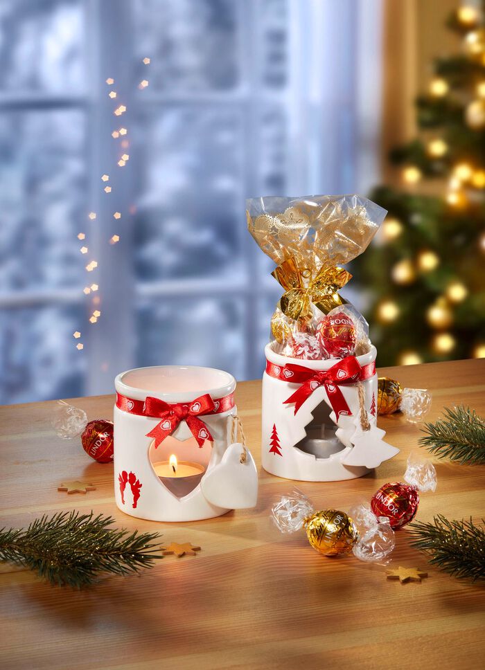 2er-Set Windlichter, Inklusive Lindor-Kugeln & Teelichter 