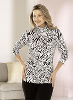 Rollkragenshirt mit farbbrillantem Allover-Druck 