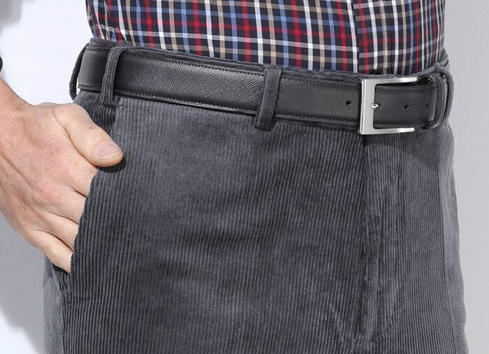 Klassischer Herren-G&uuml;rtel aus Leder, 3,5 cm breit SCHWARZ