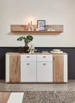 Moderne Wohnzimmerm&ouml;beln WEISS MATT - EICHE