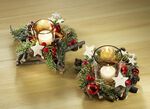 Teelichthalter, 2er-Set, aus echtem Holz 