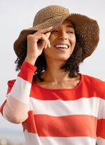 Sommerlicher Damen-Hut aus Papierstroh mit Zierkordel 