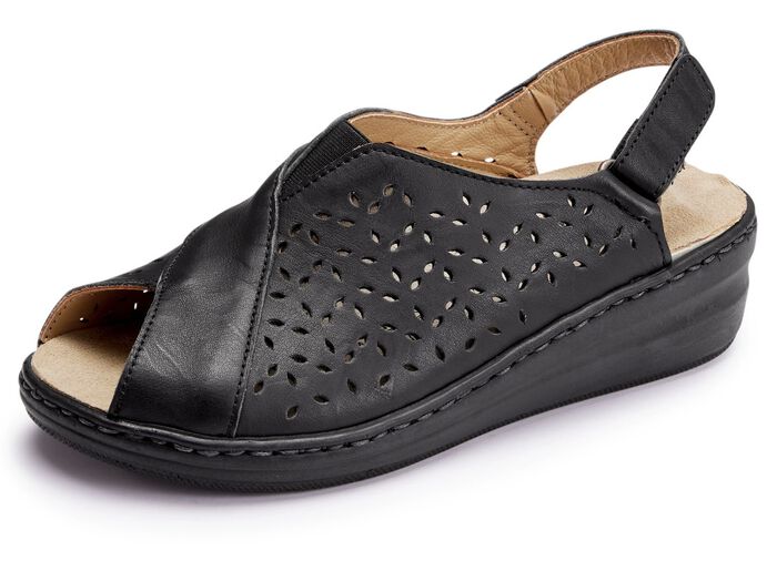 Gemini Sandale aus luftig perforiertem Rind-Nappaleder SCHWARZ