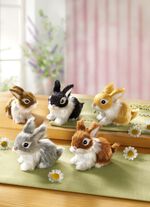 Pl&uuml;schhasen in naturgetreuen Farben, 5er-Set 