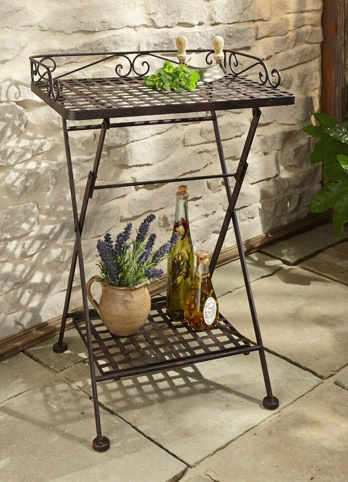 Zusammenklappbarer Beistelltisch aus verziertem Eisen 