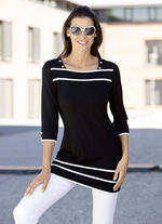 Longshirt mit Karree-Ausschnitt in 3 Farben SCHWARZ