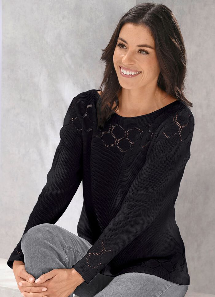 Pullover mit nachhaltig recycelter Baumwolle SCHWARZ