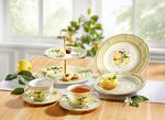 Hochwertige Fine-Bone-China-Porzellan-Serie WEISS-GELB