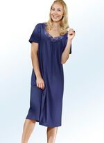 Zweierpack Nachthemden, wadenlang mit Stickereispitze 