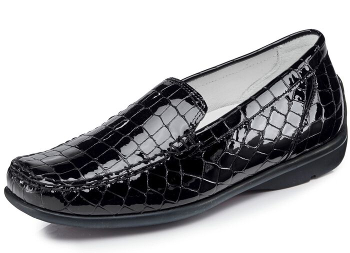 Waldl&auml;ufer, stilvolle Damen-Slipper, Weite H, mit herausnehmbarem Fu&szlig;bett SCHWARZ