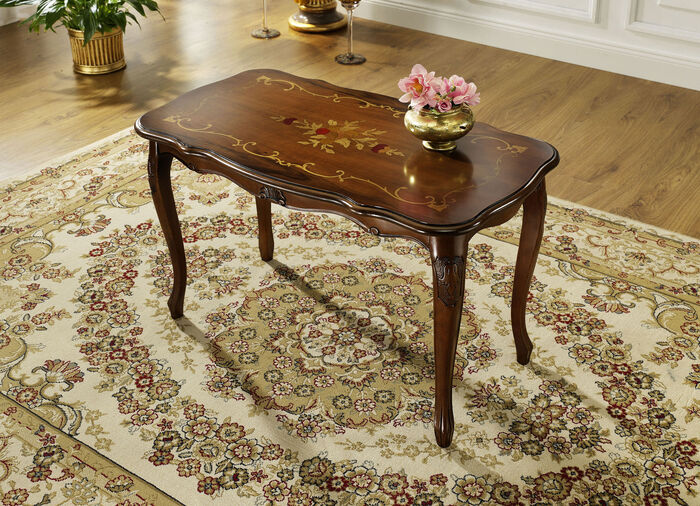 Couchtisch mit Intarsien NUSSBAUM