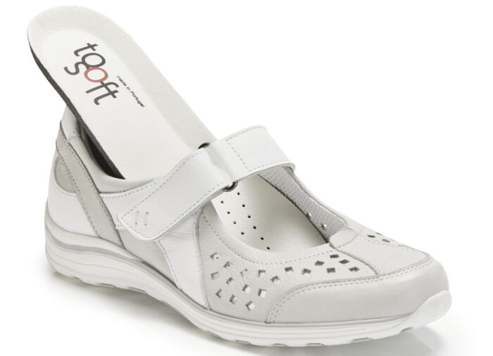 Toosoft Slipper mit zart schimmernden Besätzen EISGRAU-WEISS