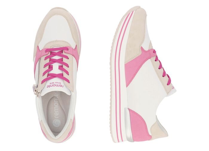 Remonte Schn&uuml;r-Sneaker aus Nappaleder CREME-BUNT