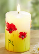 LED-Echtwachskerze, 2er-Set CREME-ROT