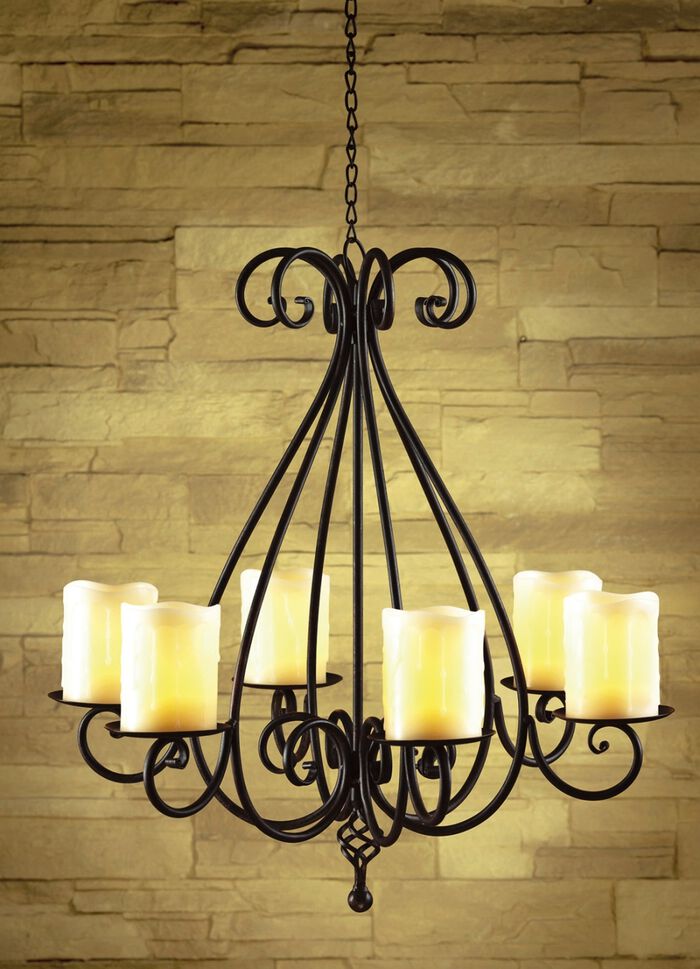 Kerzenleuchter mit LED-Echtwachskerzen ANTIKBRAUN