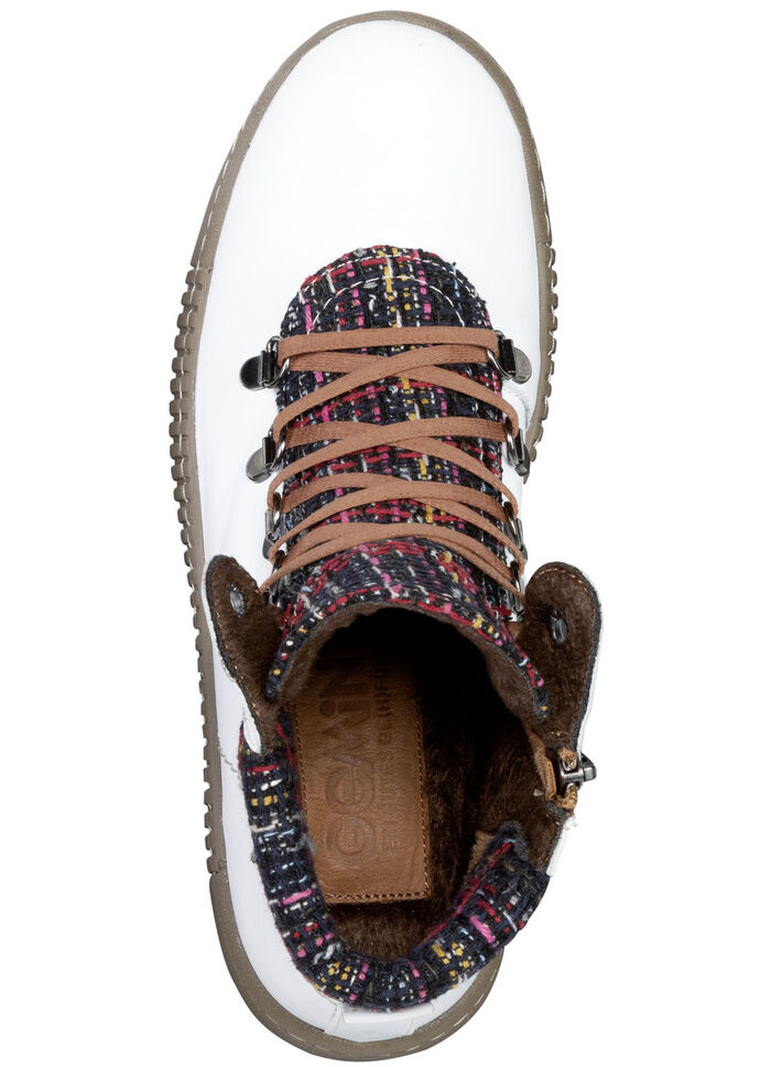 Gemini Schn&uuml;r-Bootie mit buntem Textilmaterial WEISS