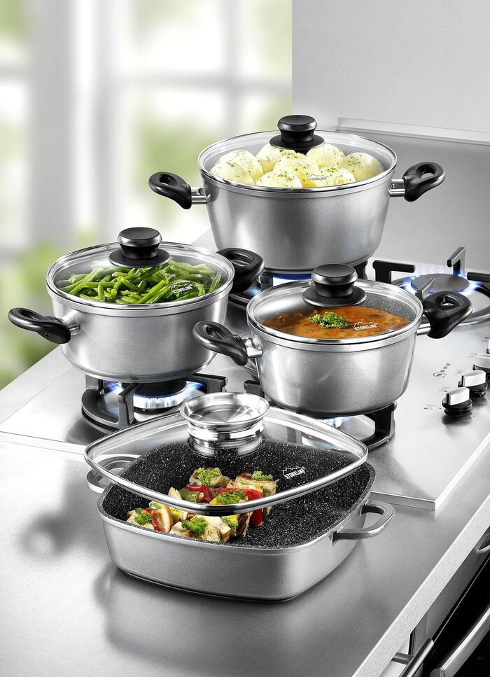 Stoneline &ndash; Topf-Set, 10-teilig: Eine Anschaffung f&uuml;rs Leben ANTHRAZIT