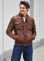 Lederkurzjacke mit Stehkragen 