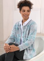 Strickjacke mit dekorativen Kn&ouml;pfen GRAU-MINT-SEEGR&Uuml;N