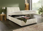 Boxspringbett mit Stauraum im Kopfteil und Bettkasten CREME