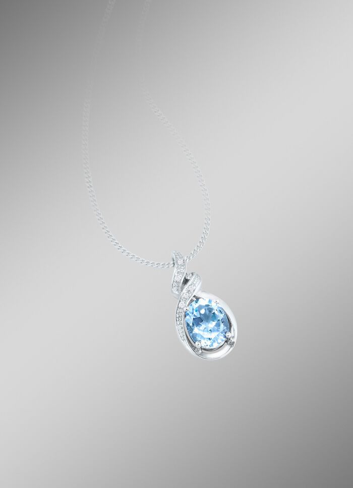 Moderner Anh&auml;nger mit Blautopas und echt Wei&szlig;topas 