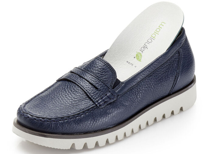 Waldläufer Slipper mit seitlichen Gummizügen MARINE
