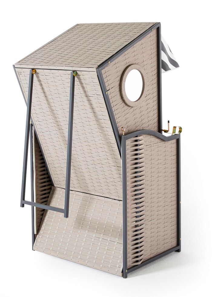 Single-Strandkorb mit 2 Sichtfensern/Bullaugen 