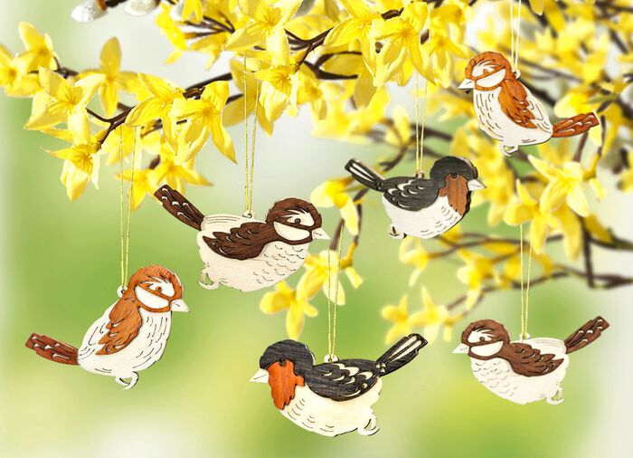 "ECHT ERZGEBIRGE" Vogelhänger, 6er-Set 